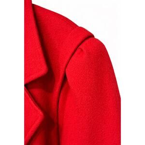 Vintage 80 Red Wool Statement Coat Oversized Power Shoulder Trapeze Lady Sugalle